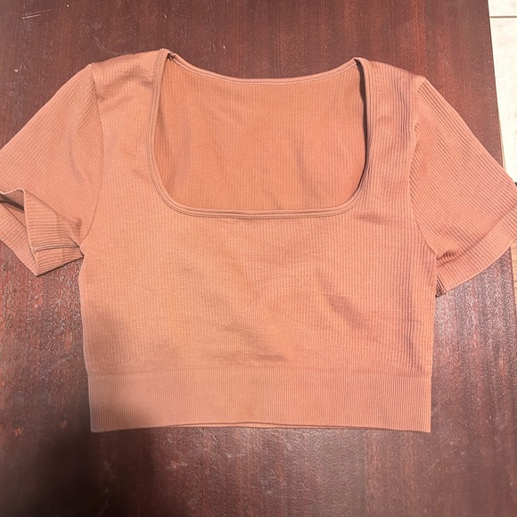 OQQ Tops - 2 OQQ Women's Tan Ribbed Crop Top